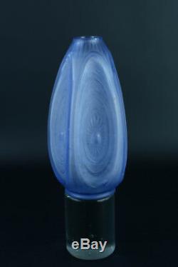 Beau Vase Signé Sabino Verre Bleu Opalescent France 1930 Art Deco Glass Lalique