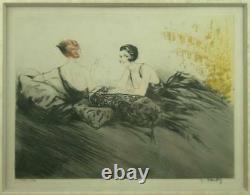 Belle Lithographie Art Deco 2 Elegantes Garconnes Fumant Signee Hardy Gout Icart