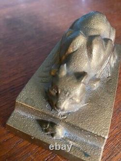 Bronze Animalier début XXe siècle, le chat et la souris, époque art déco, signé