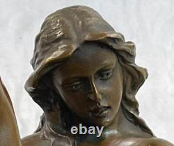 Bronze Art Déco Sculpture Nu Femme Avec / Marbre Base- Signée Nino Oliviono
