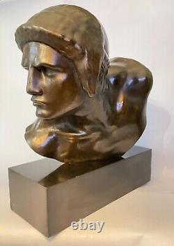 Buste de Gladiateur (Achille), Constant Roux. Bronze cire perdue, Art Déco