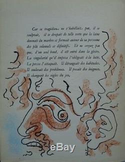 COCTEAU Jean Portrait de Mounet Sully 16 dessins originaux gouachés #1945