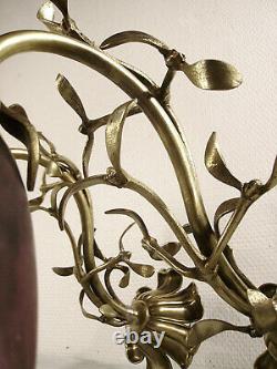 DAUM NANCY paire d'appliques en bronze et tulipe signées pâte de verre