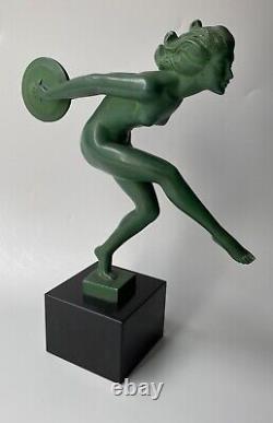 Danseuse Au Disque Art Deco 1930 Par Garcia Max Le Verrier Socle Marbre M1211