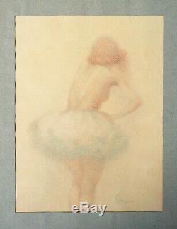 Danseuse Dessin aux crayons de couleur de Lucien BOULIER (1882-1963) Art Deco
