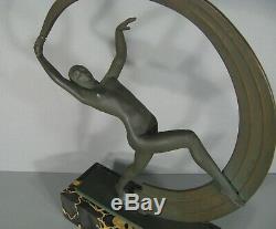 Danseuse Nue Au Ruban Sculpture Art Déco Signée Janle Éditeur Max Le Verrier