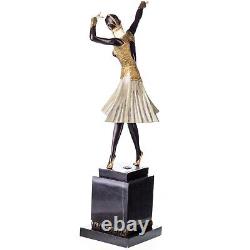 Danseuse en bronze Art Déco coloré Miro d'après DHChiparus Vintage Signée