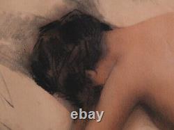 Dessin de Léon Launay (1890-1956). Femme nue allongée. Période Art Déco