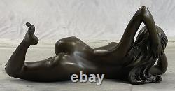 Érotique Sensuelle Nu Femelle Femme Signée Bronze Statue Sculpture Sexy Art Déco