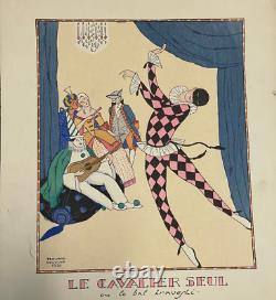 Estampe pochoir Cavalier seul ou le bal travesti 1920 Edouard Halouze Art Déco