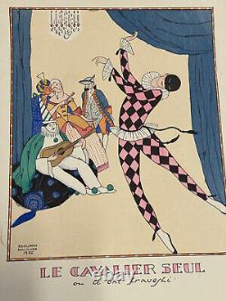 Estampe pochoir Cavalier seul ou le bal travesti 1920 Edouard Halouze Art Déco