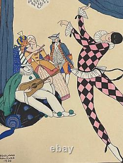 Estampe pochoir Cavalier seul ou le bal travesti 1920 Edouard Halouze Art Déco