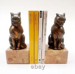 FRANJOU Hippolyte Moreau Rare Serre-livres Sculpture Chat Assis Signé Art Deco