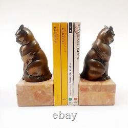 FRANJOU Hippolyte Moreau Rare Serre-livres Sculpture Chat Assis Signé Art Deco