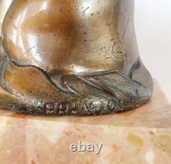 FRANJOU Hippolyte Moreau Rare Serre-livres Sculpture Chat Assis Signé Art Deco