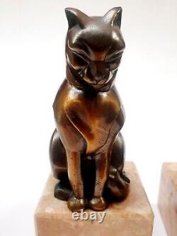 FRANJOU Hippolyte Moreau Rare Serre-livres Sculpture Chat Assis Signé Art Deco