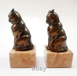 FRANJOU Hippolyte Moreau Rare Serre-livres Sculpture Chat Assis Signé Art Deco