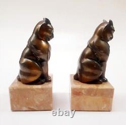 FRANJOU Hippolyte Moreau Rare Serre-livres Sculpture Chat Assis Signé Art Deco