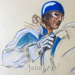 Géo Ham (1900-1972) Georges Hamel Le Pilote au casque bleu Dessin original
