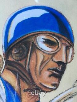 Géo Ham (1900-1972) Georges Hamel Le Pilote au casque bleu Dessin original