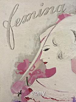 Gouache originale Projet de couverture pour la revue de mode FEMINA vers 1920