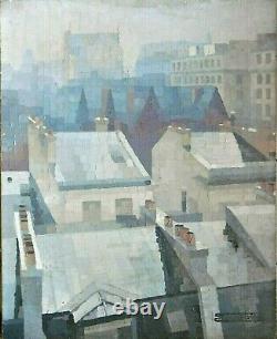 Grand tableau Art-Déco, peinture à l'huile/ toile signée Simone Périgné