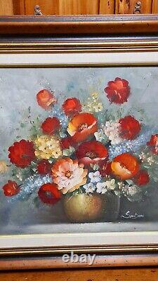 Grand tableau floral d'Edmond Sanders