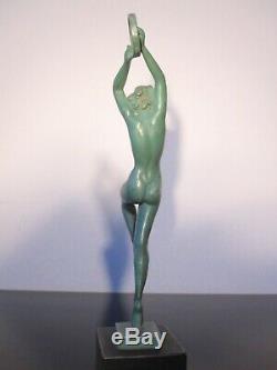 Guerbe Ancienne statuette Femme danseuse. Art déco. Max Le Verrier. Signée