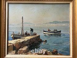 Gustave Vidal Le retour des pêcheurs huile sur toile