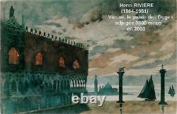 Henri Rivière 1864-1951. Magnifique & Grande Aquarelle. Une Vue Animée De Venise