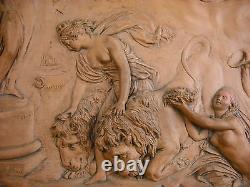 Important bas relief 14 kg Mathurin MOREAU Scène mythologique Athéna Héra lions
