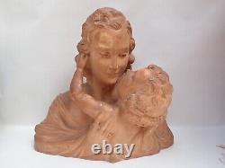 Importante statue en terre cuite art déco / Cachet R. D'Arly / Poids 10 kg