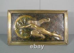 Jeune Femme A La Roue Sculpture Art Déco Bronze Ancien Signé Gennarelli