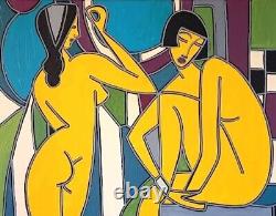 KLEYMAN Superbe Tableau Nu Huile 81x65 Deux Jeunes filles nues Direct Artiste