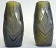 Legras Paire De Vases Debut Xxe Signe Grave Acide Vase Soliflore Glass Art Deco