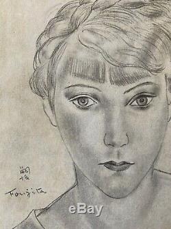 Leonard Tsuguharu FOUJITA gravure portrait de jeune fille Art Deco 1930