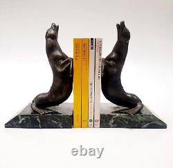 Louis Albert CARVIN Serre-livres Sculpture Animalière Otarie Signé Art Deco