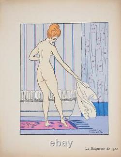 Maggy MONIER Art déco, La baigneuse de 1900, Lithographie et pochoir signée