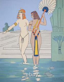 Maggy MONIER Art déco, La fille de Pharaon, Lithographie et pochoir signée