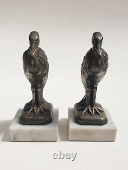 Maurice Frécourt (1890-) Serre-livres sculpture oiseaux cigognes Art Déco