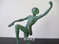 Max Le Verrier Ancienne sculpture Danseuse signée Fayral Art Deco