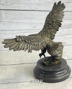 Original Signé Vienne Bronze Aigle Sculpture Autriche Art Déco Marbre Figurine