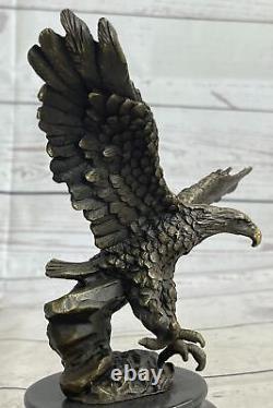 Original Signé Vienne Bronze Aigle Sculpture Autriche Art Déco Marbre Figurine