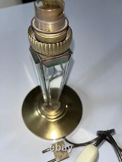 PETITOT H (1914-1938) pied de lampe Art Déco en miroir faceté Signé et Numéroté