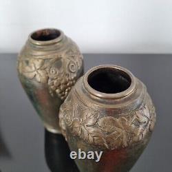 Paire de Vases en Bronze Signés HEBERT 1920 ART DECO