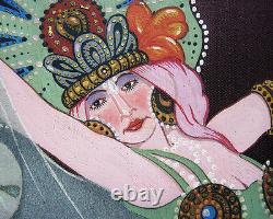 Peinture signée HOFT datée 1930 LES MILLE ET UNE NUITS orientalisme Art Deco