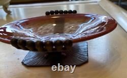 Petite Coupe Art Deco En Pate De Verre Signee Schneider Sur Socle En Fer Forge