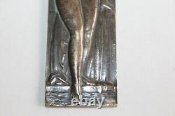 Plaque en bronze signée Pierre Turin Vénus au bain Art Déco