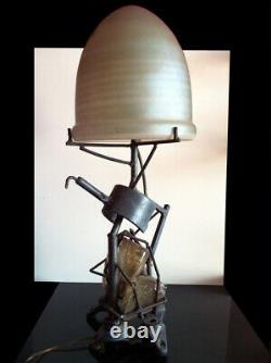 RARE LAMPE SCULPTURE signée S. CONTINI Vers 1980 ART BRUT