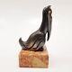 Rare Sculpture Statue Animalière Oiseau Pelican Signé Mart Art Déco